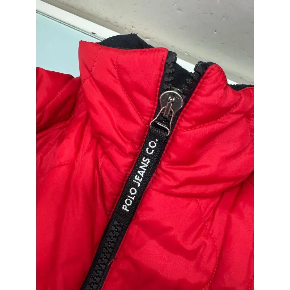 Vintage Polo Jeans Ralph Lauren Quilted Jacket Mens L Fleece Lined Full Zip Y2K - Picture 11 of 13